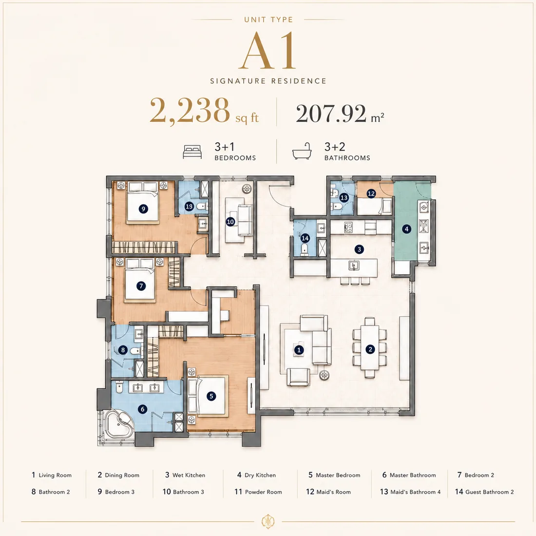 Type A1 Floor Plan — Cappella Embassy