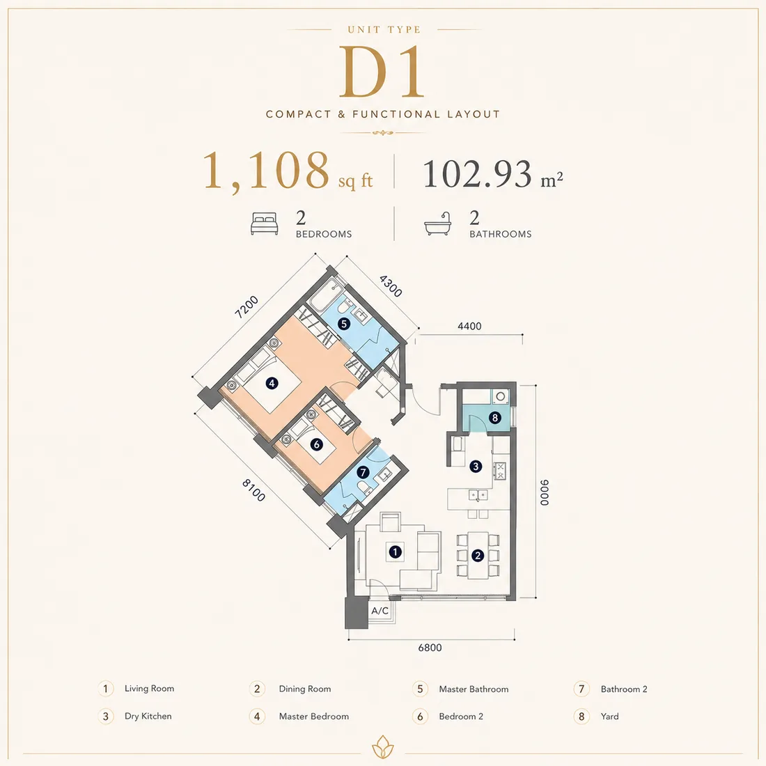 Type D1 Floor Plan — Cappella Embassy