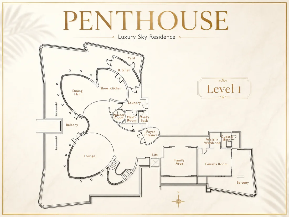 Penthouse Level 1 Floor Plan — Cappella Embassy